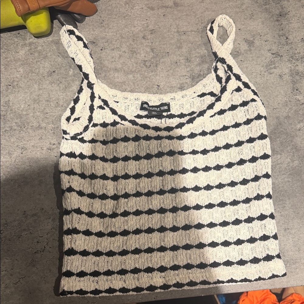 PrettyLittleThing Black and White Striped Camisole